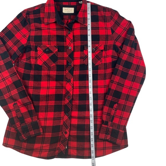 Weatherproof Vintage Women's Red Black Buffalo Plaid Button Down Shirt Size M - Picture 10 of 14